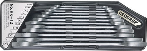 Dupla villáskulcs készlet DIN 3110 / ISO 3318 ISO 1085 / ISO 10102, 15%, 12 darabos, Gedore