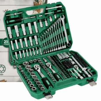   Dugó- és villáskulcs készlet, 219 részes, műa. kofferban, 1/2"-1/4"-3/8", STALCO