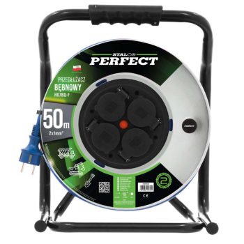  Hosszabbító kábeldob 40M, HEAVY LINE IP-44 4x2p+Z, 16A, 3680W, 3x2,5mm H05RR-F, STALCO PERFECT